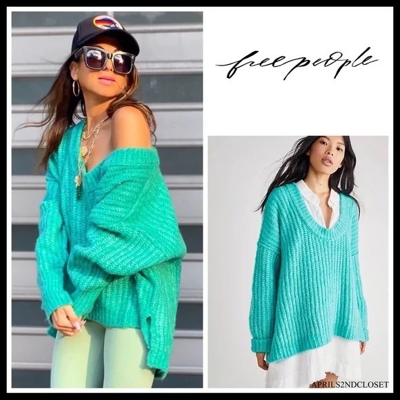FREE PEOPLE BOHO PULLOVER SWEATER RETRO 90s VIBES CHUNKY KNIT COZY PULLOVER A3C - Picture 13 of 13